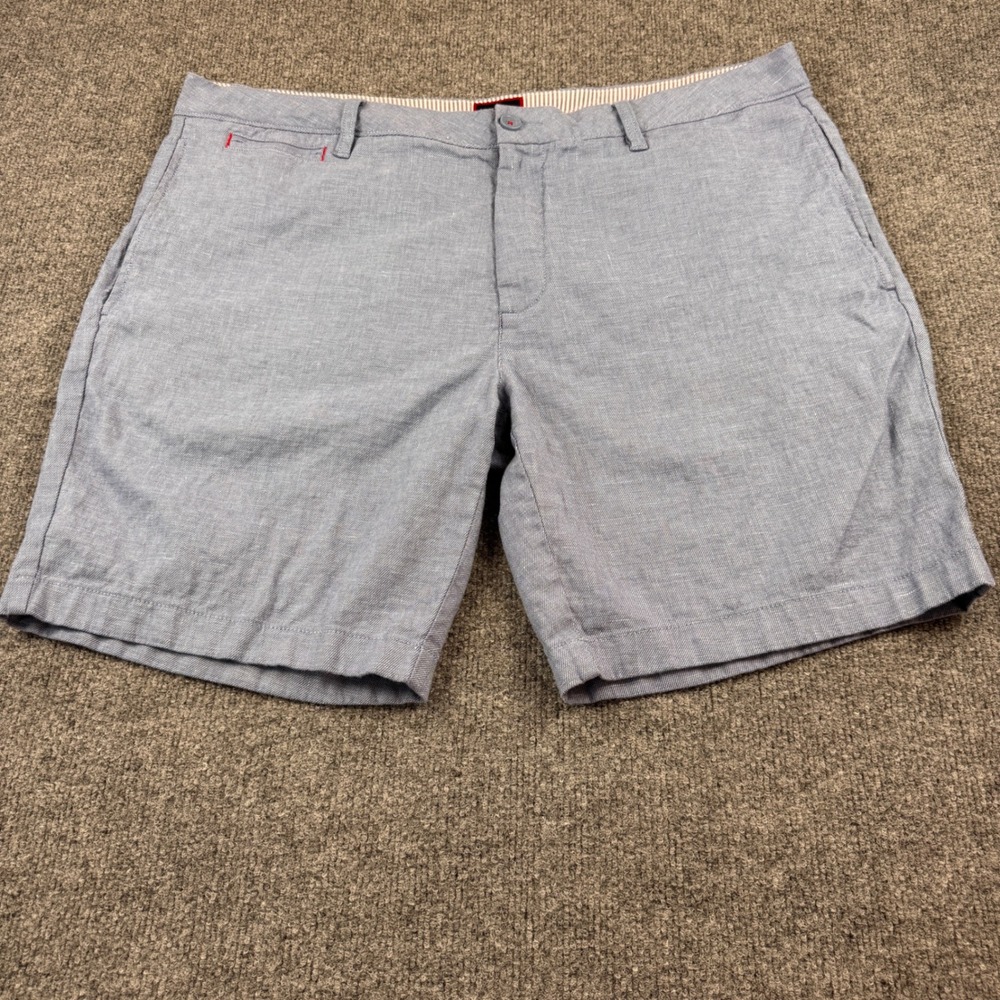 UNTUCKit St. Julien Shorts Mens 40 Blue Excellent Linen Cotton Blend Stretch